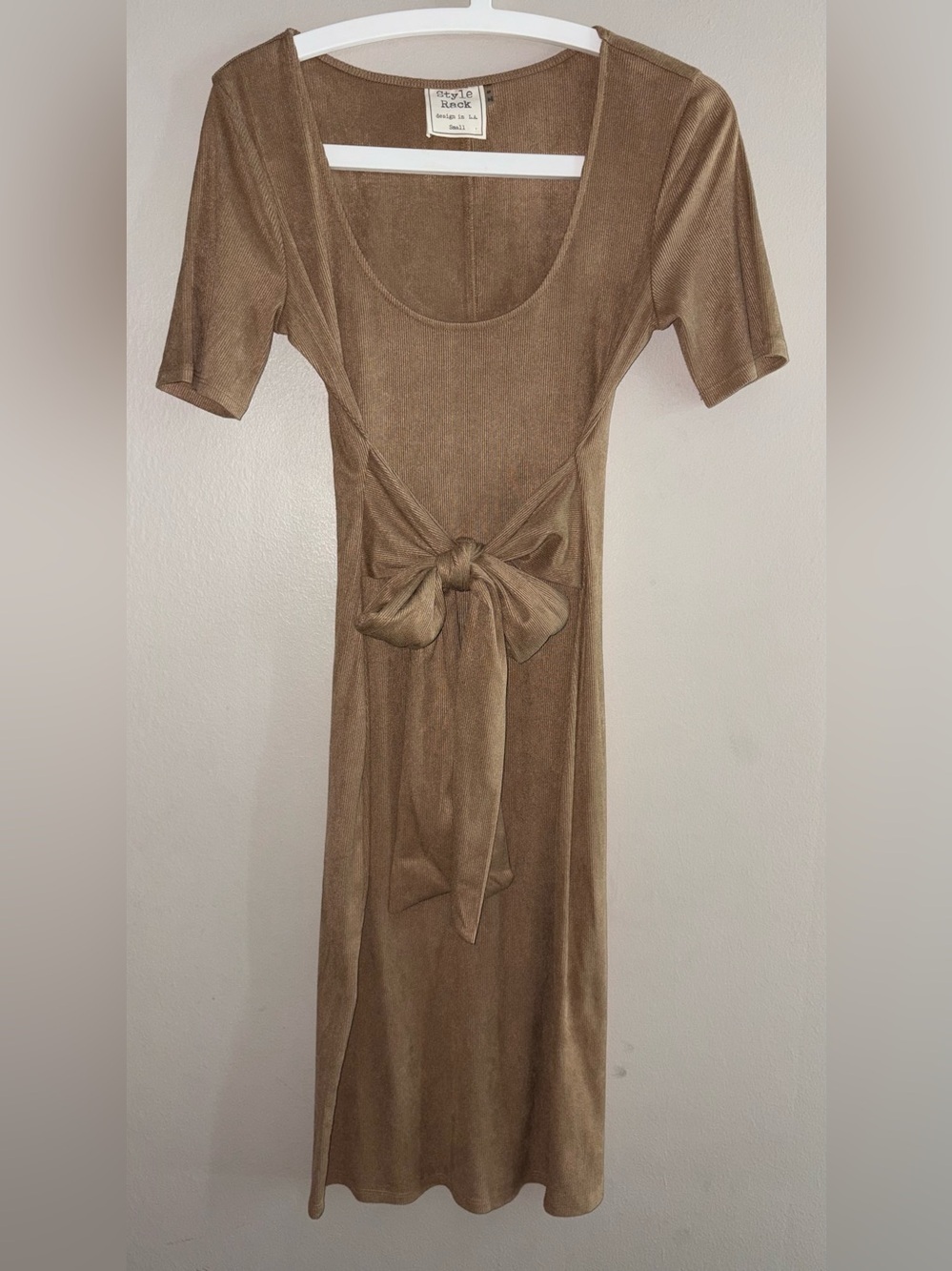 Style Rack Scoop-Neck Tie-Waist Dress - Brown